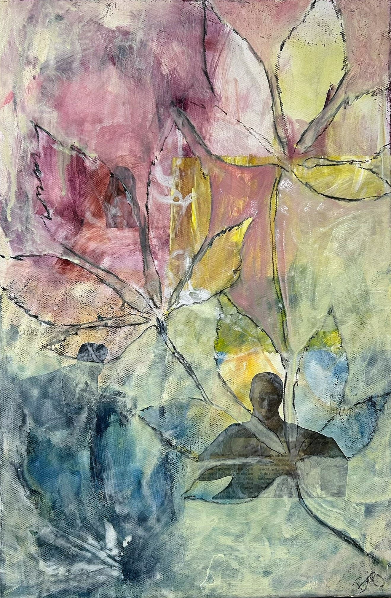 „Blätter“ – Gemälde von Brig, Acryl auf Leinwand