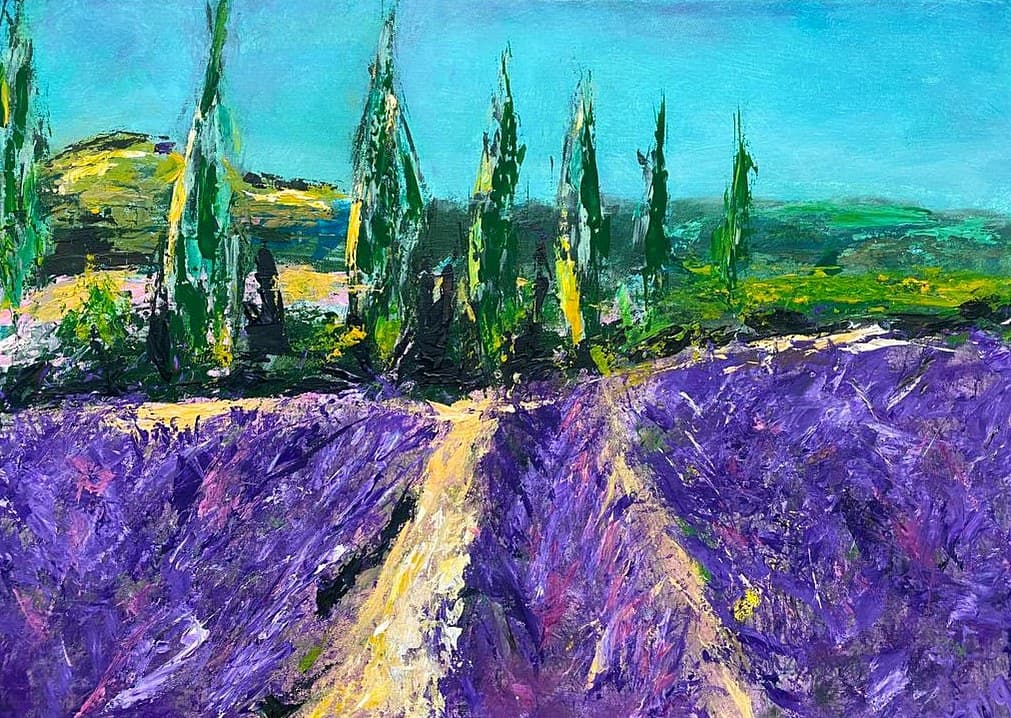 „Lavendel“ – Gemälde von Brig, Acryl auf Leinwand