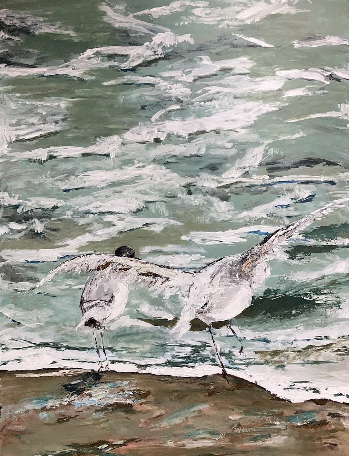 „Möwen“ – Gemälde von Brig, Acryl auf Leinwand