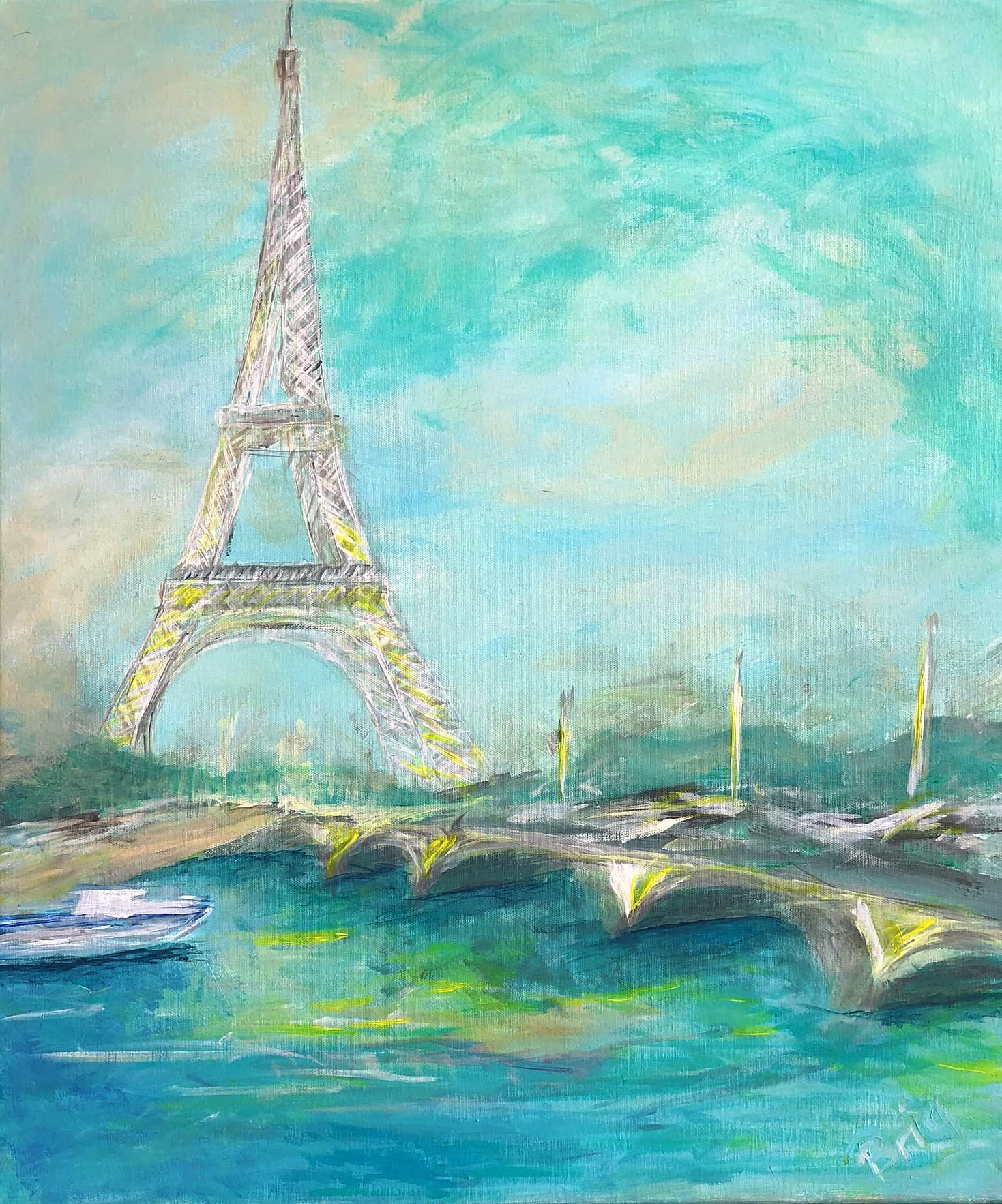 „Paris“ – Gemälde von Brig, Acryl auf Leinwand