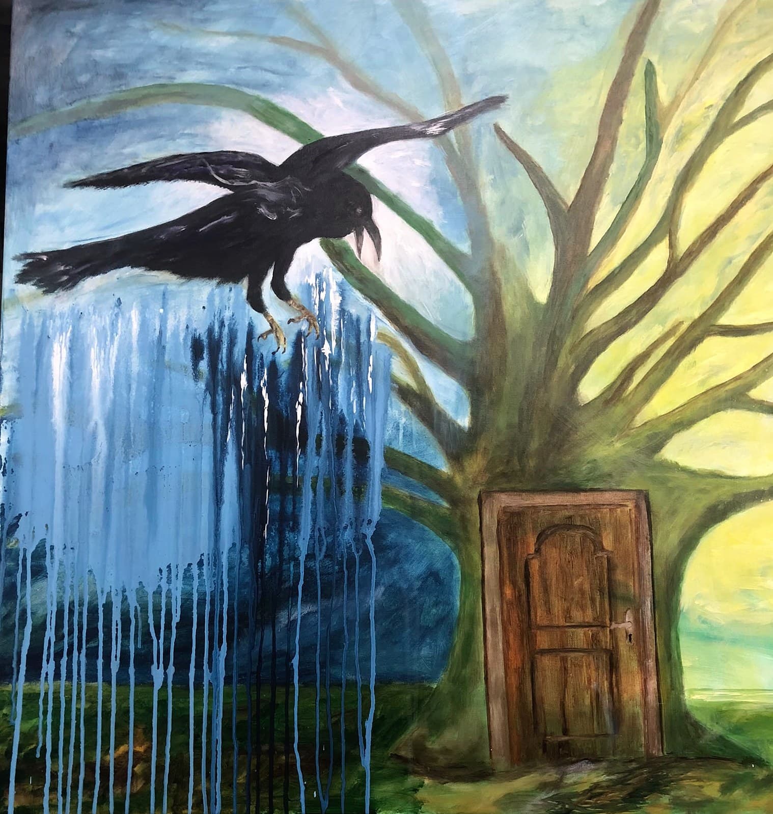 „Der Rabe“ – Gemälde von Brig, Acryl auf Leinwand
