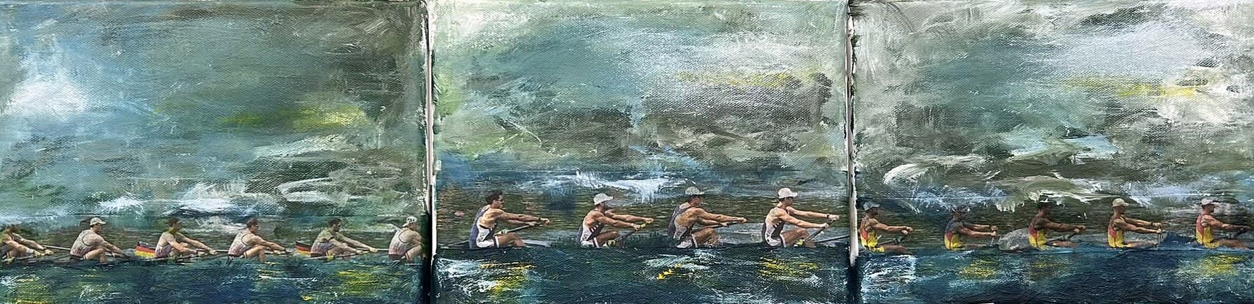 „Rudern“ – Gemälde von Brig, Acryl auf Leinwand