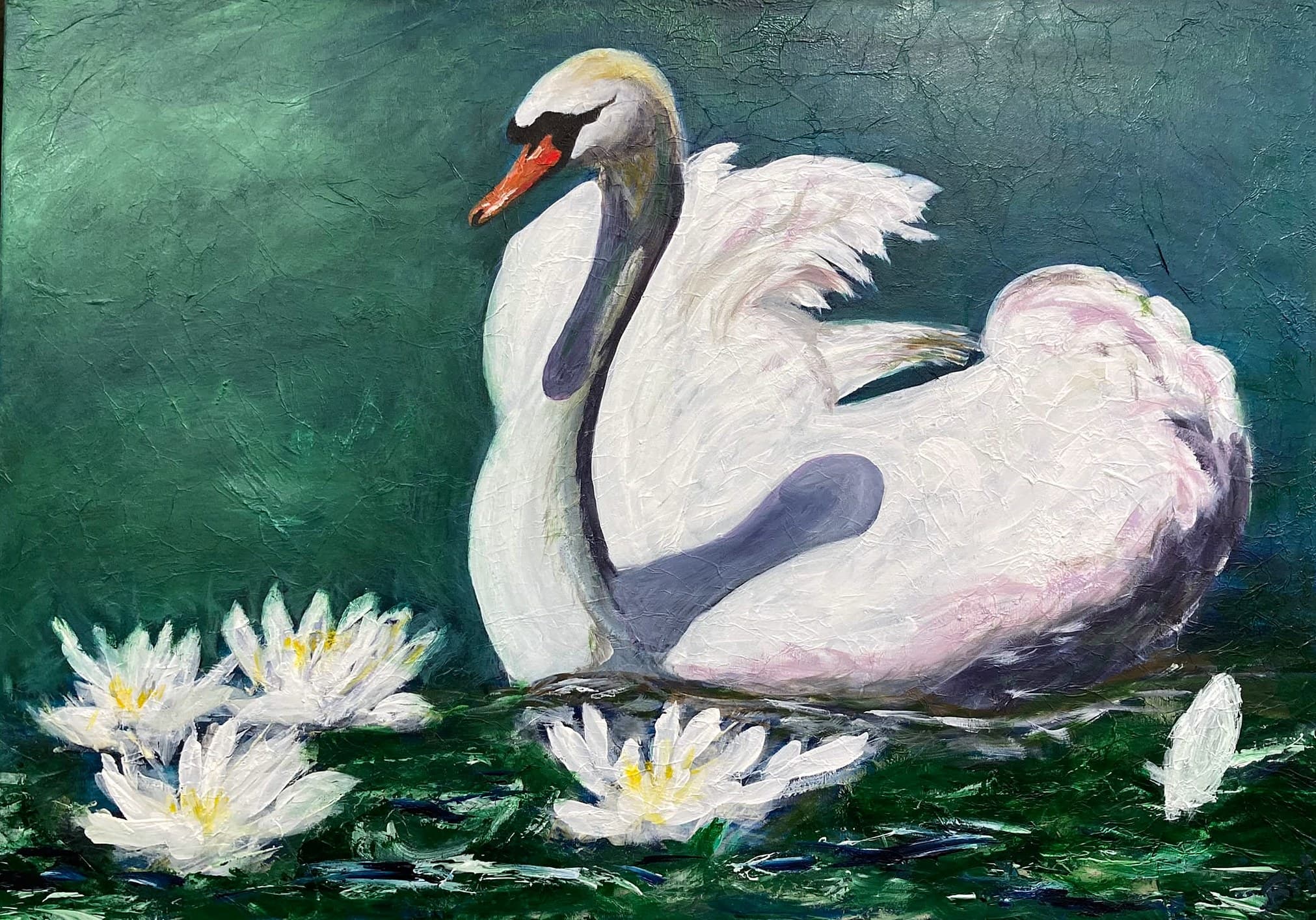 „Schwan“ – Gemälde von Brig, Acryl auf Leinwand