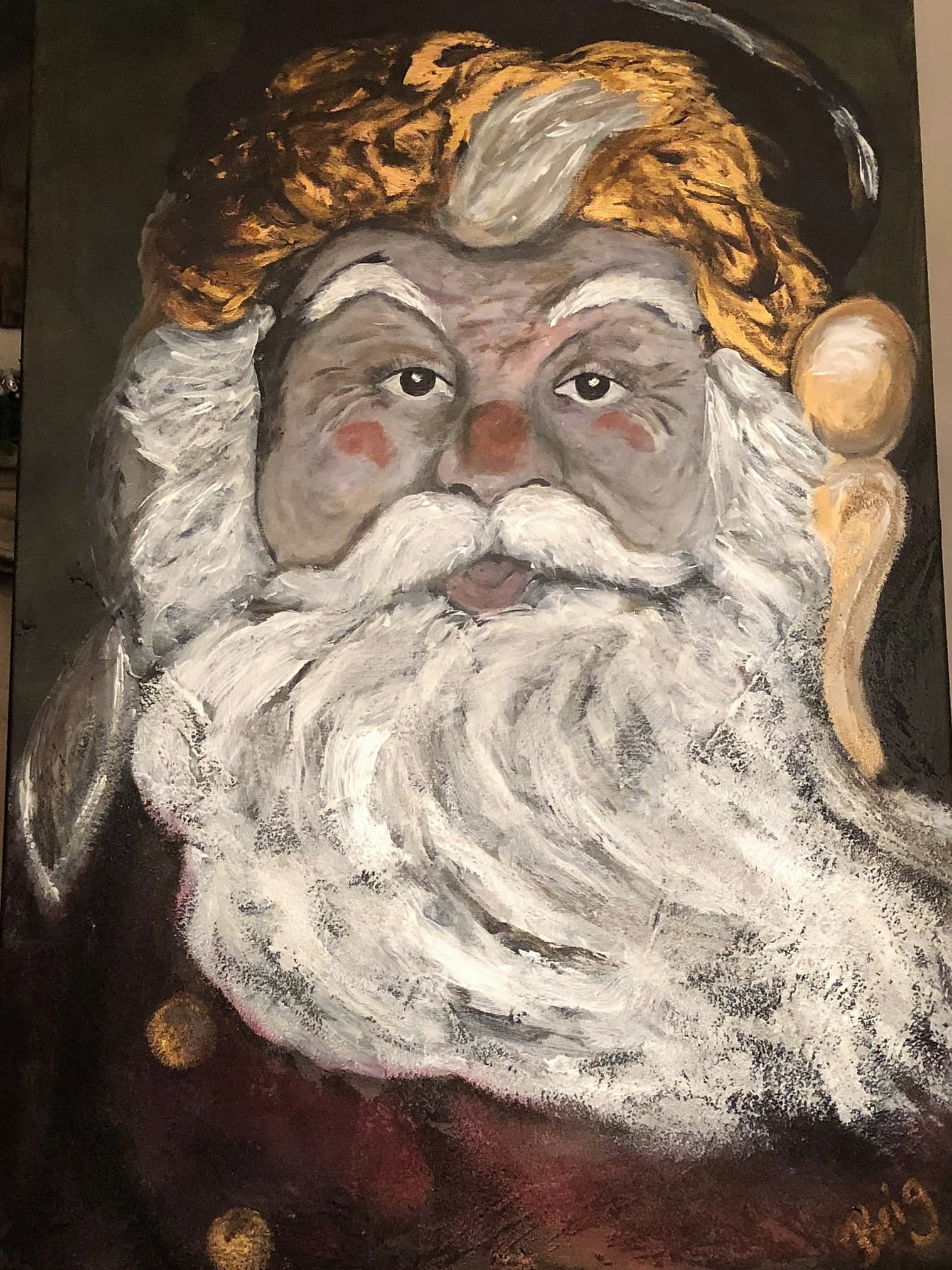 „Weihnachtsmann“ – Gemälde von Brig, Acryl auf Leinwand