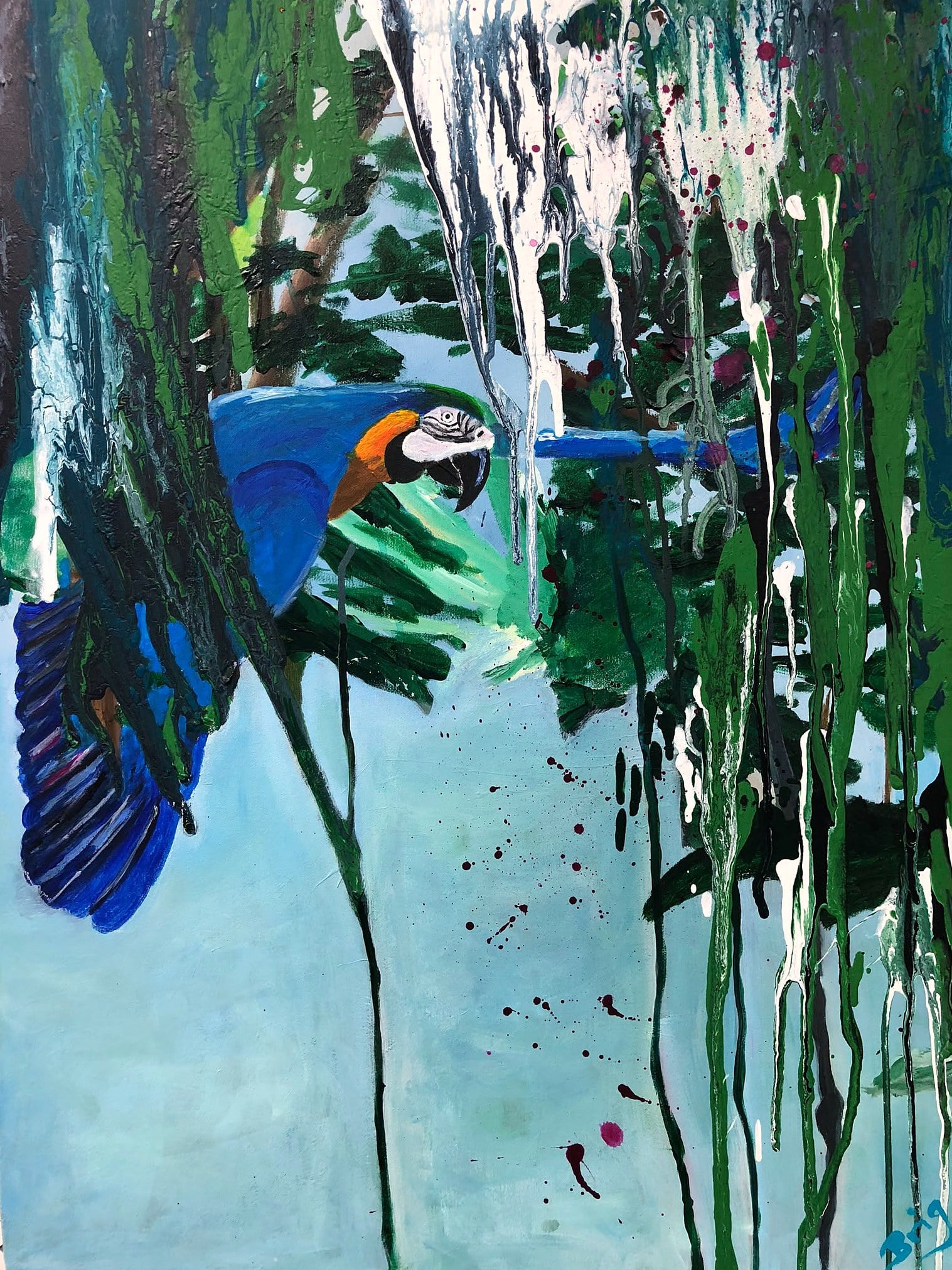 „Aras“ – Gemälde von Brig, Acryl auf Leinwand