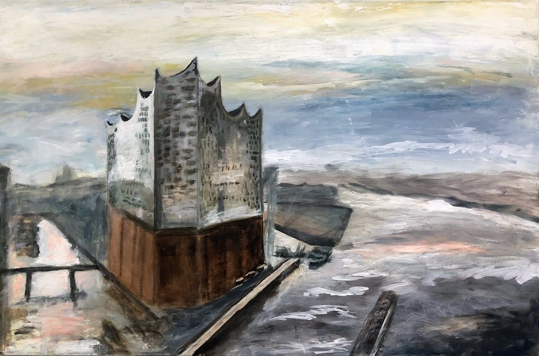 „Elbphilharmonie“ – Gemälde von Brig, Acryl auf Leinwand