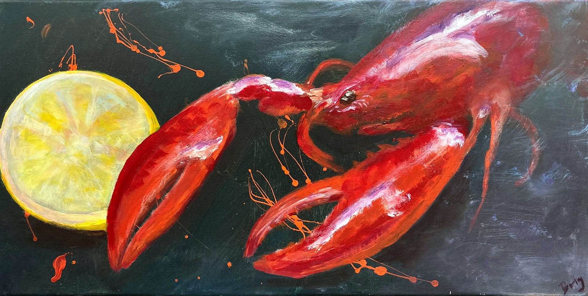 „Hummer“ – Gemälde von Brig, Acryl auf Leinwand