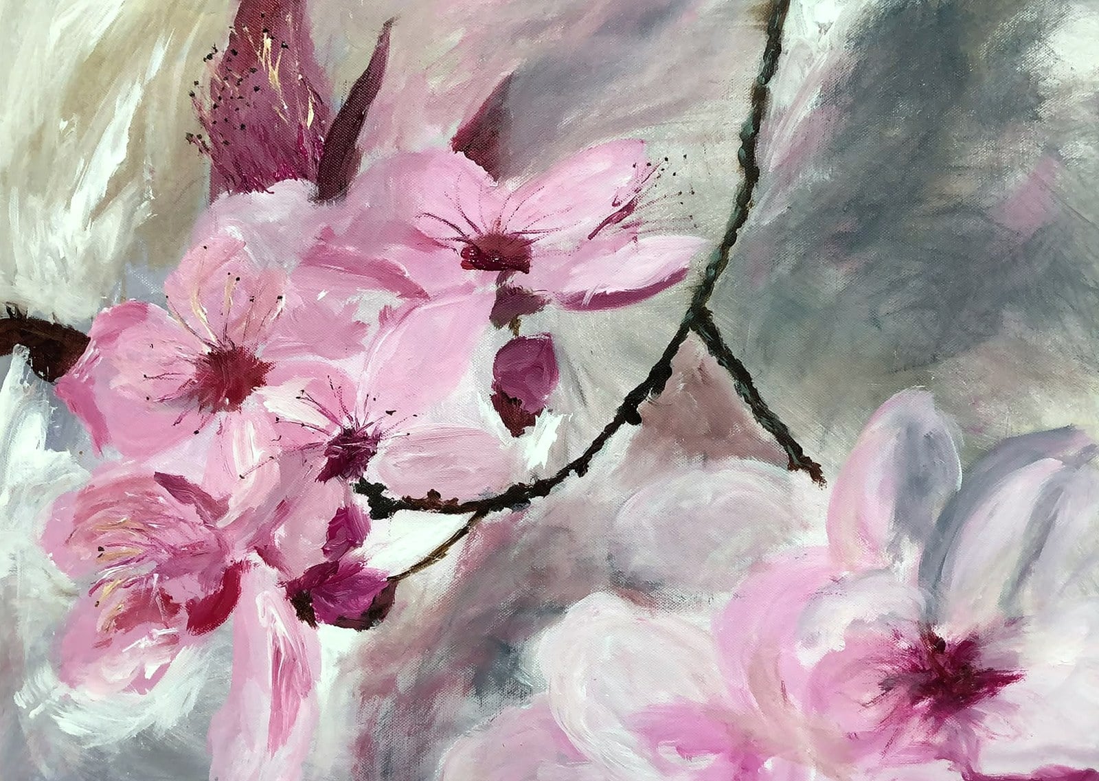 „Kirschblüte“ – Gemälde von Brig, Acryl auf Leinwand