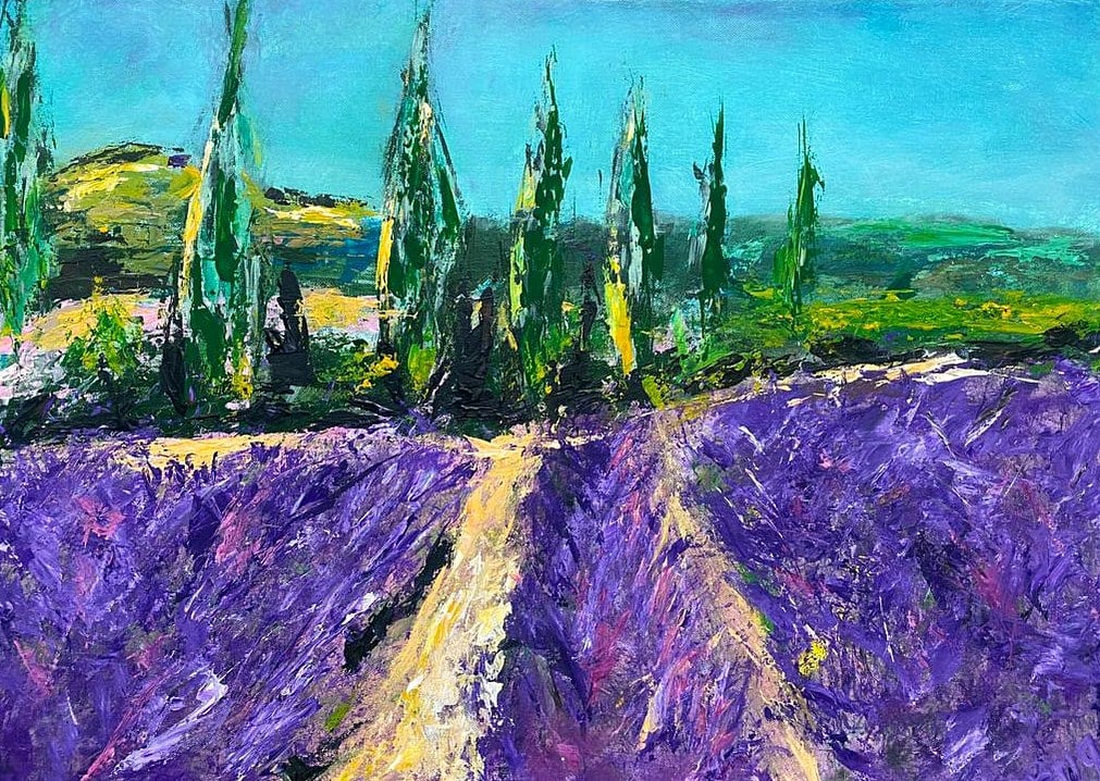 „Lavendel“ – Gemälde von Brig, Acryl auf Leinwand