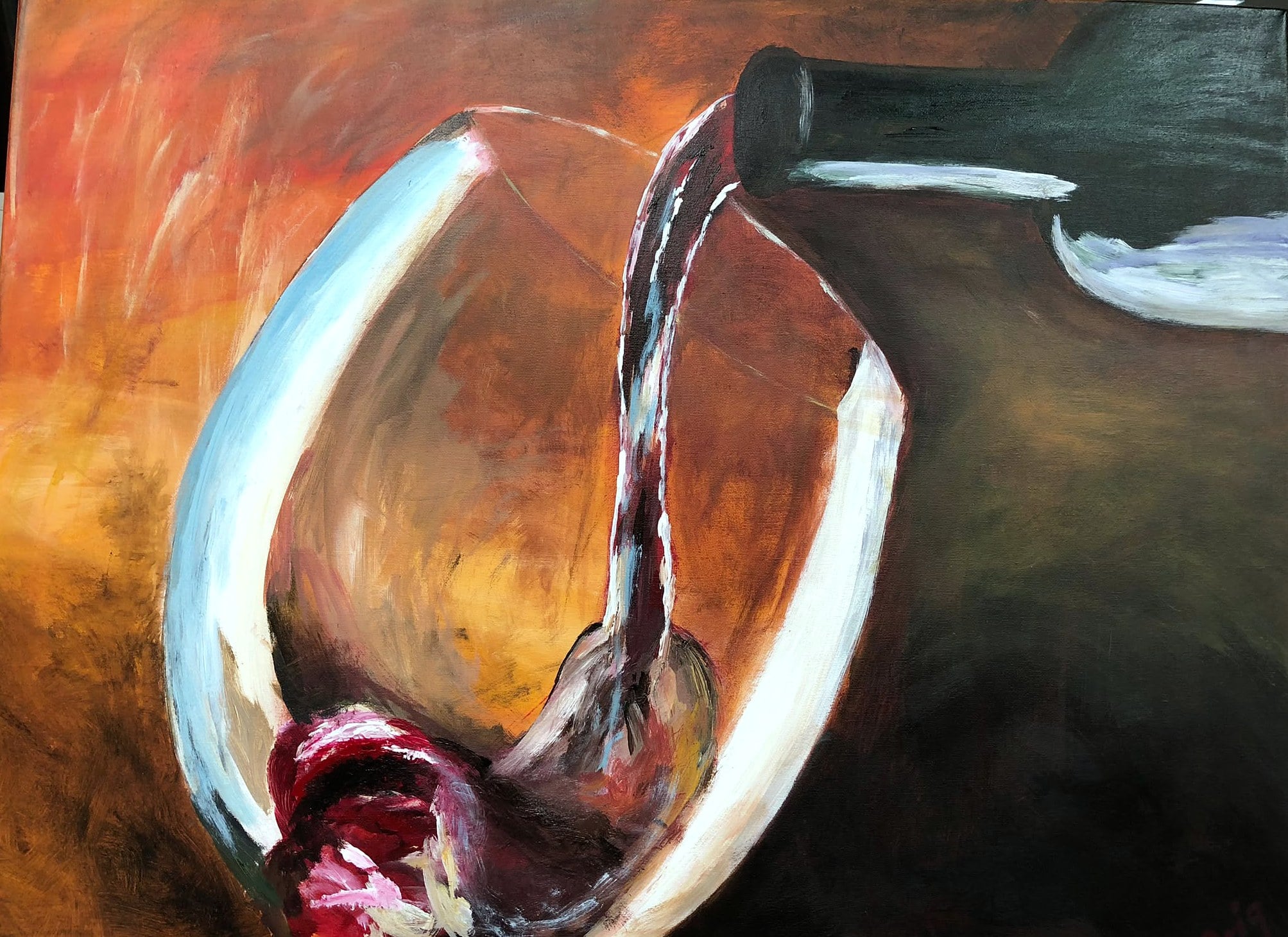 „Rotwein“ – Gemälde von Brig, Acryl auf Leinwand