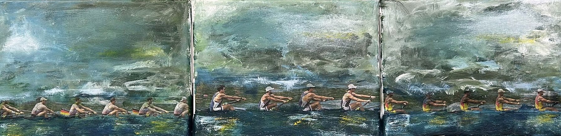 „Rudern“ – Gemälde von Brig, Acryl auf Leinwand