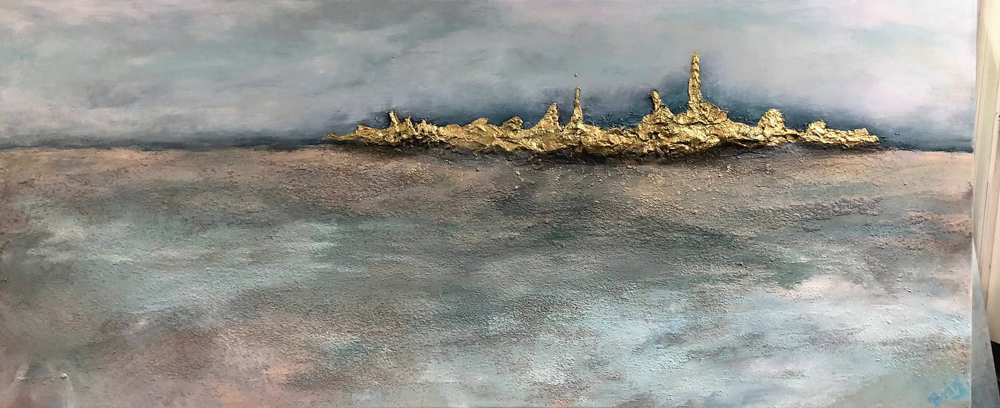 „Silhouette in Gold“ – Gemälde von Brig, Acryl auf Leinwand