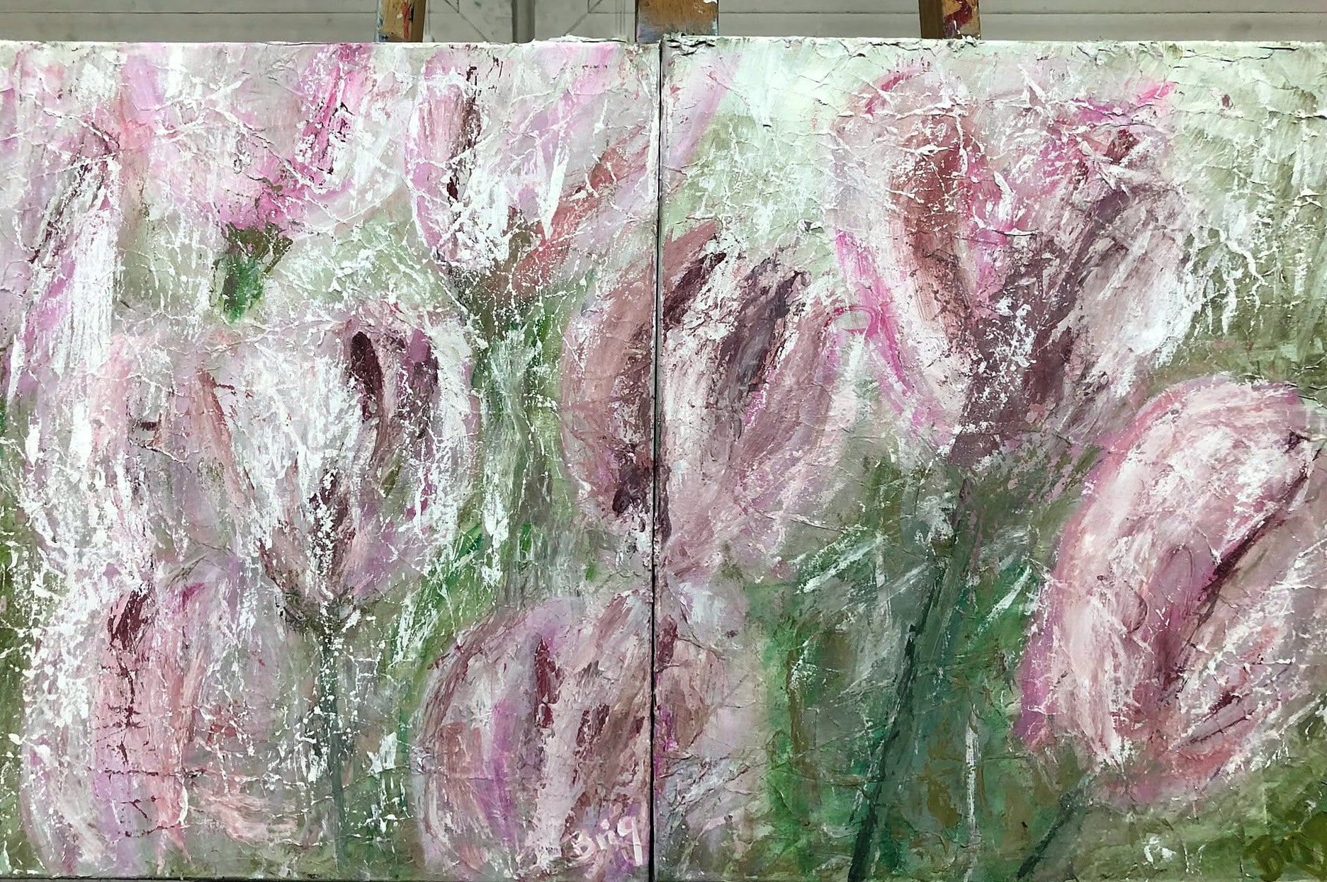 „Tulpenfeld“ – Gemälde von Brig, Acryl auf Leinwand
