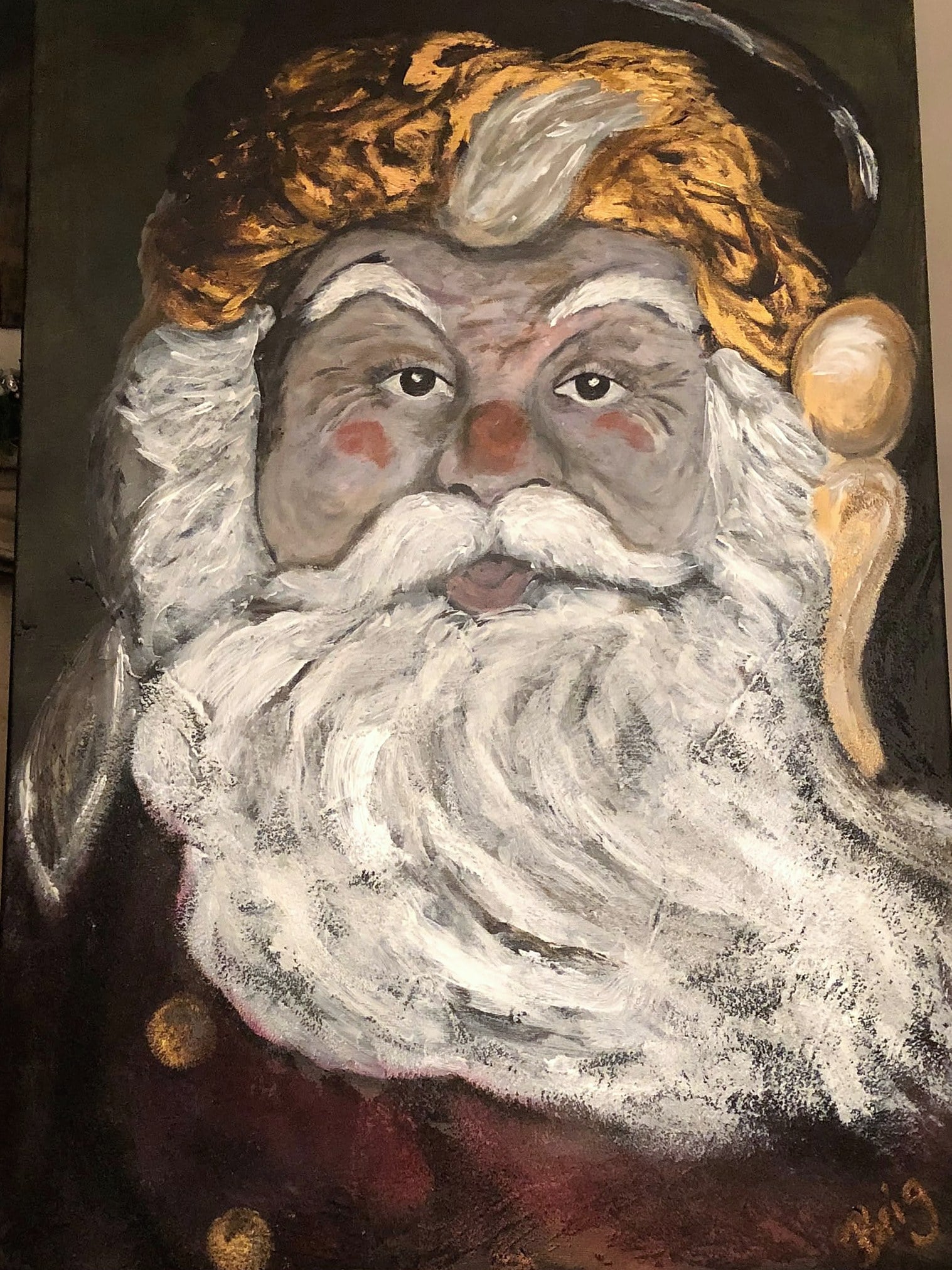 „Weihnachtsmann“ – Gemälde von Brig, Acryl auf Leinwand