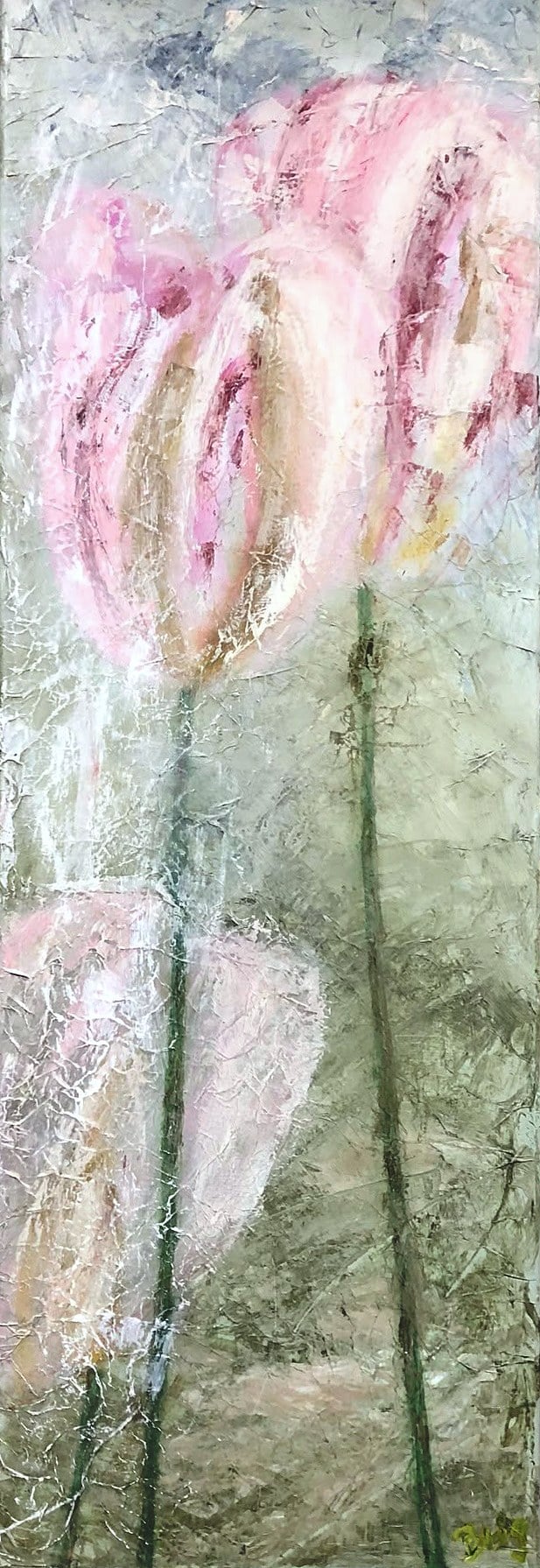 „Zwei Tulpen“ – Gemälde von Brig, Acryl auf Leinwand